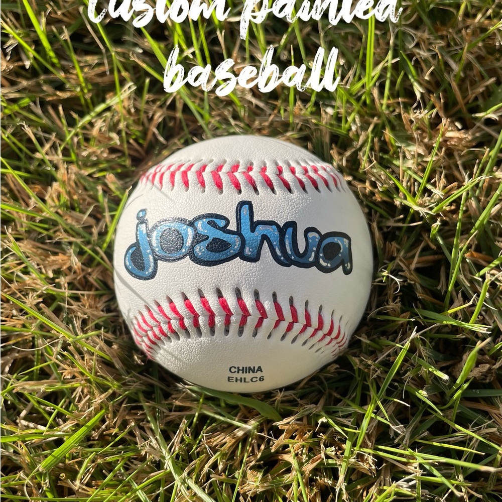 Custom Painted Baseball with Blue Lettering